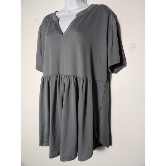 Allegrace Top Shirt 2X Babydoll Gray Soft V Neck Buttery Soft Casual Comfort - Picture 2 of 9